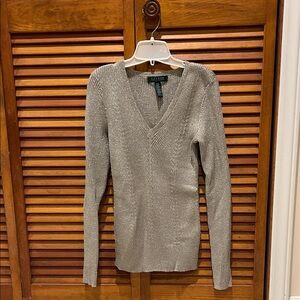 Express Silver V-Neck Women's Sweater